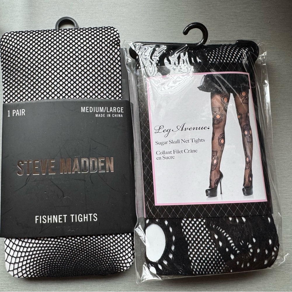 Set of 2 Fishnet tights Steve Madden Black & Sugar Skull